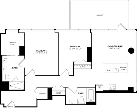 A black and white floor plan of a house with a balcony.